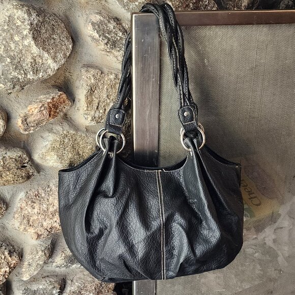 Payless Shoe Source Vegan Leather Black Shoulder Bag - Picture 9 of 16